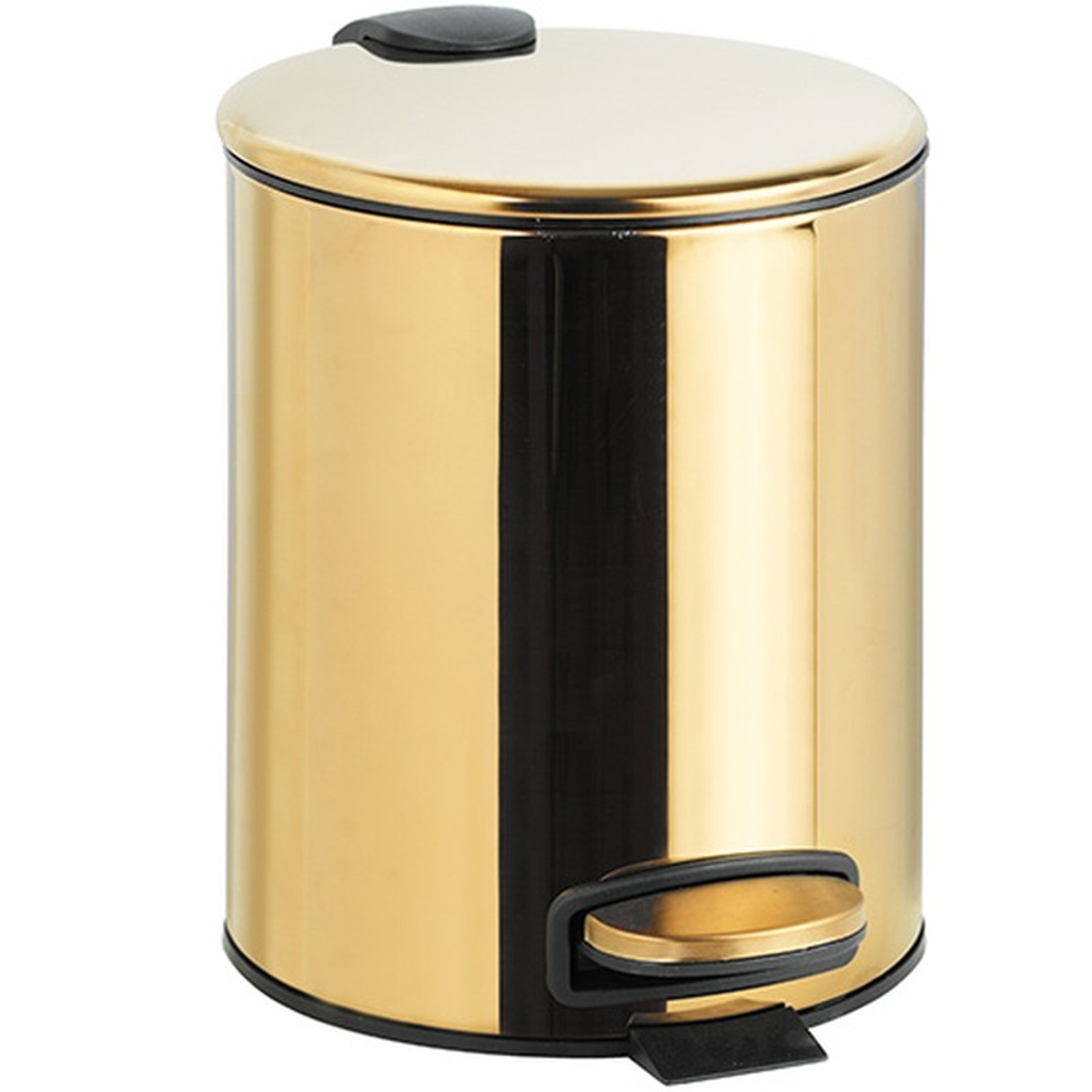 BILLO Abfalleimer Edelstahl Gold poliert 260x205x265 mm, 5 Ltr für Bad & Küche >> Freistehend anwendbar