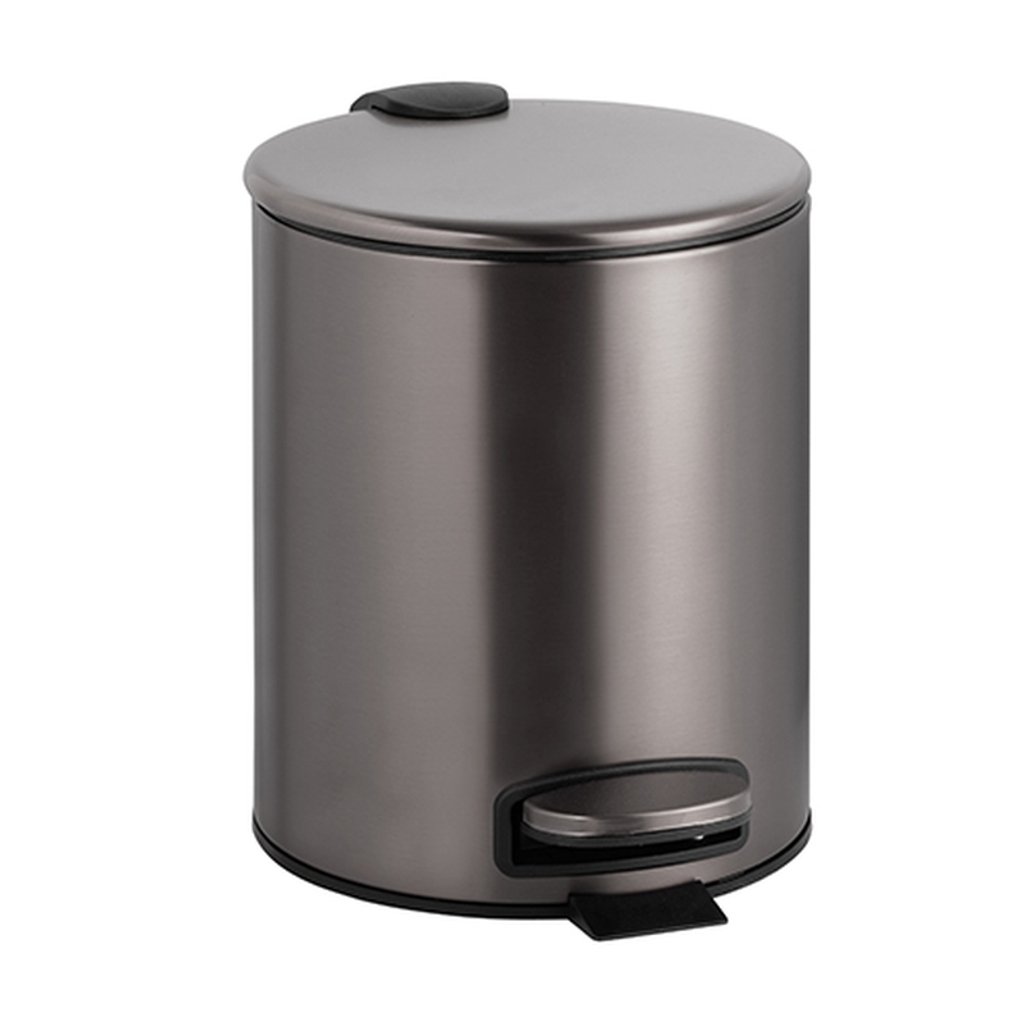 BAPHIT Abfalleimer Edelstahl Metallic Grau matt 5 Ltr 260x205x265 mm für Bad & WC >> Freistehend anwendbar
